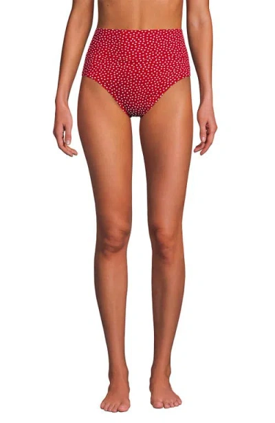 Lands' End Chlorine Resistant Pinchless High Waisted Bikini Bottoms In Pink