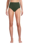 Lands' End Chlorine Resistant Pinchless High Waisted Bikini Bottoms In Rich Olive Green