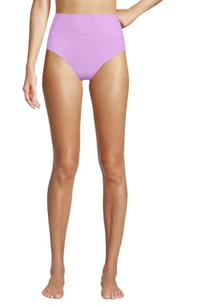 Lands' End Chlorine Resistant Pinchless High Waisted Bikini Bottoms In Wild Lilac