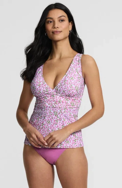 Lands' End Chlorine Resistant Plunge X-back Tankini Swimsuit Top In Purple
