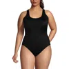 Lands' End Chlorine Resistant Scoop Neck X-back High Leg Soft Cup Tugless Sporty One Piece Swimsuit In Black