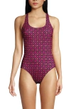 Lands' End Chlorine Resistant Scoop Neck X-back One Piece Swimsuit In Bright Magenta Shine