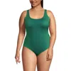 Lands' End Plus Size Chlorine Resistant X-back High Leg Soft Cup Tugless Sporty One Piece In Deep Balsam/stripe Ombre
