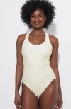 Lands' End Chlorine Resistant Scoop Neck X-back One Piece Swimsuit In Egret White