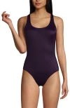 Lands' End Chlorine Resistant Scoop Neck X-back One Piece Swimsuit In Blackberry