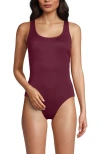 Lands' End Chlorine Resistant Scoop Neck X-back One Piece Swimsuit In Burgundy