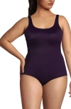 Lands' End Tugless Low Leg One Piece Swimsuit In Blackberry