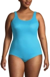 Lands' End Plus Size Chlorine Resistant Soft Cup Tugless Sporty One Piece Swimsuit In Turquoise