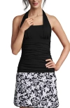 Lands' End Chlorine Resistant Square Neck Halter Tankini Swimsuit Top In Black