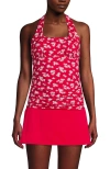Lands' End Chlorine Resistant Square Neck Halter Tankini Swimsuit Top In Strawberry Tossed Floral