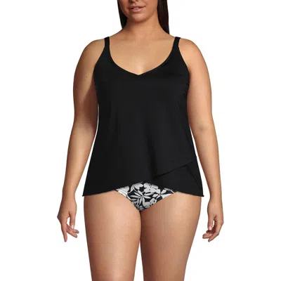 Lands' End Tulip Hem Tankini Top In Black