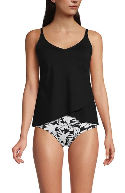 Lands' End Tulip Hem Tankini Top In Black