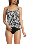 Lands' End Tulip Hem Tankini Top In Black Havana Floral