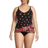 Lands' End Tulip Hem Tankini Top In Black Meadow Floral Border