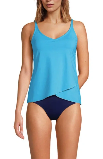 Lands' End Tulip Hem Tankini Top In Turquoise