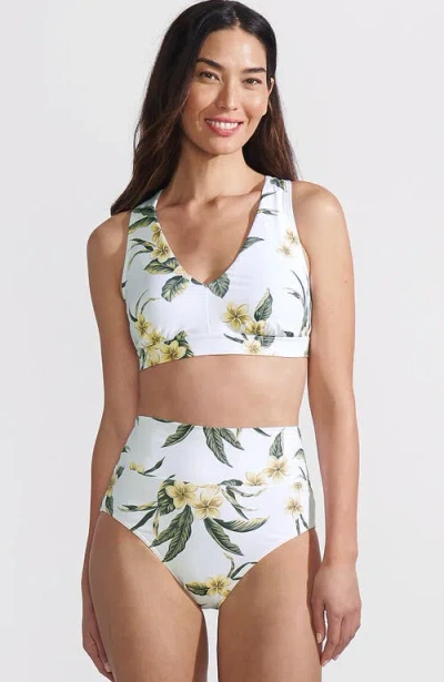 Lands' End Chlorine Resistant V-neck Midkini Swimsuit Top And High Leg High Waisted Bottoms 2 Piece