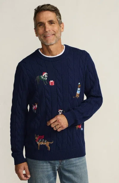 Lands' End Classic Cotton Drifter Signal Flags Crew Neck Sweater In Blue