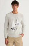 Lands' End Classic Cotton Drifter Signal Flags Crew Neck Sweater In Gray