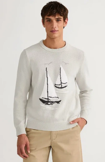 Lands' End Classic Cotton Drifter Signal Flags Crew Neck Sweater In Gray