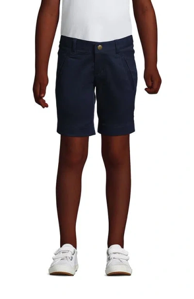 Lands' End Kids'  School Uniform Girls Stretch Chino Bermuda Shorts In Classic Navy