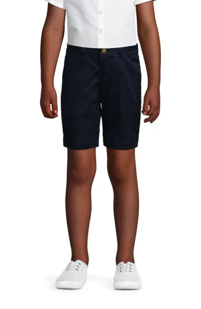 Lands' End Kids'  Girls Plain Front Blend Chino Shorts In Classic Navy