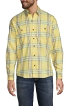 Lands' End Coastal Flannel In Butter Yellow Plaid