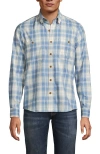 Lands' End Coastal Flannel In Pale Slate Blue/ivory Plaid