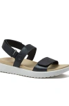 Lands' End Comfort Adjustable Leather Sandals In Black