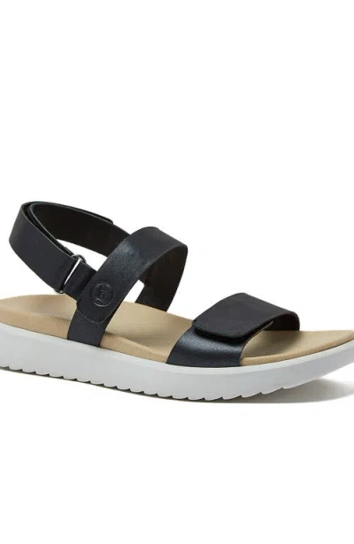 Lands' End Comfort Adjustable Leather Sandals In Black