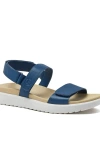 Lands' End Comfort Adjustable Leather Sandals In Evening Blue