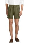Lands' End Comfort Waist Pleated 6" No Iron Chino Shorts In Green