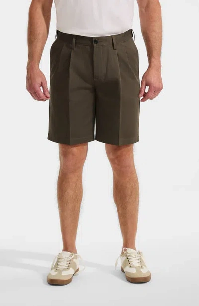 Lands' End Comfort Waist Pleated 9" No Iron Chino Shorts In Brown