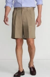 Lands' End Comfort Waist Pleated 9" No Iron Chino Shorts In Khaki
