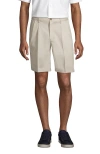 Lands' End Comfort Waist Pleated 9" No Iron Chino Shorts In Light Stone