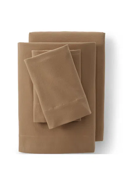 Lands' End Comfy Super Soft Cotton Flannel Bed Sheet Set - 5oz In Brown
