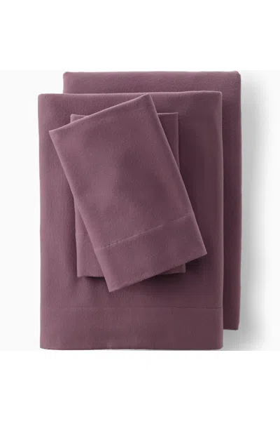 Lands' End Comfy Super Soft Cotton Flannel Bed Sheet Set - 5oz In Purple