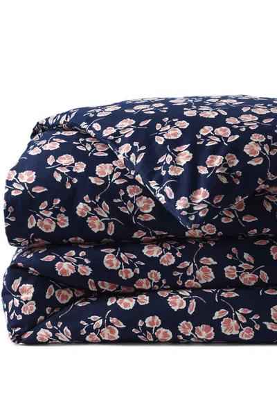 Lands' End Comfy Super Soft Cotton Flannel Duvet Bed Cover - 5oz In Blue