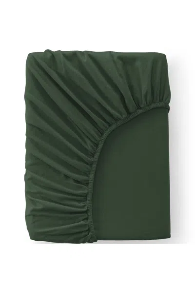 Lands' End Comfy Super Soft Cotton Flannel Fitted Bed Sheet - 5oz In Green