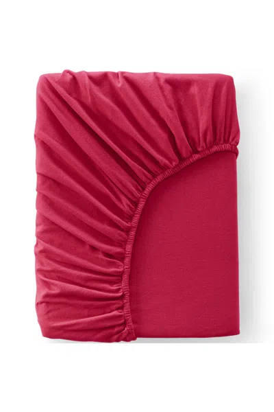 Lands' End Comfy Super Soft Cotton Flannel Fitted Bed Sheet - 5oz In Red