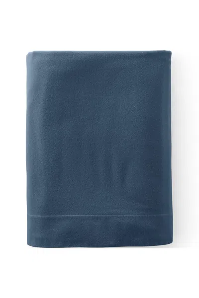 Lands' End Comfy Super Soft Cotton Flannel Flat Bed Sheet - 5oz In Blue