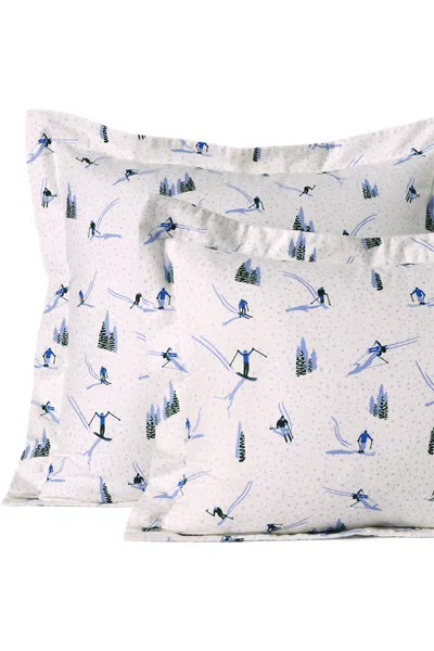 Lands' End Comfy Super Soft Cotton Flannel Pillow Sham - 5oz In Blue