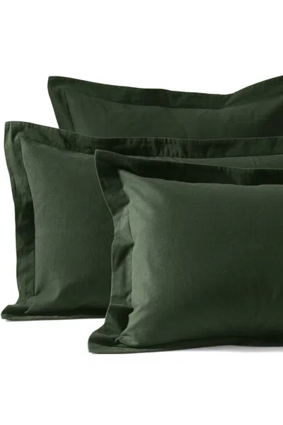 Lands' End Comfy Super Soft Cotton Flannel Pillow Sham - 5oz In Green