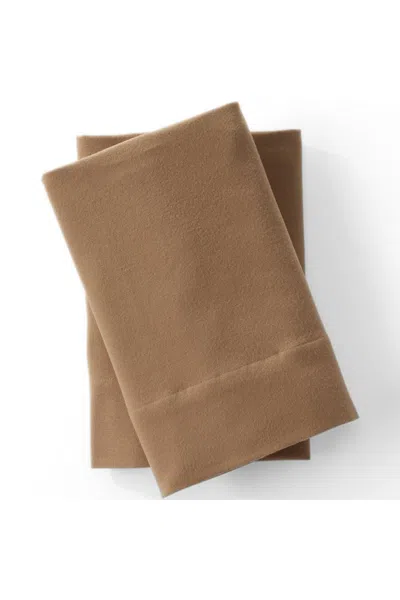 Lands' End Comfy Super Soft Cotton Flannel Pillowcases - 5oz In Brown