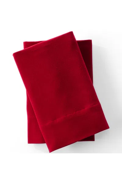 Lands' End Comfy Super Soft Cotton Flannel Pillowcases - 5oz In Red