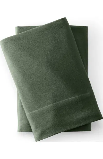 Lands' End Comfy Super Soft Cotton Flannel Pillowcases In Green