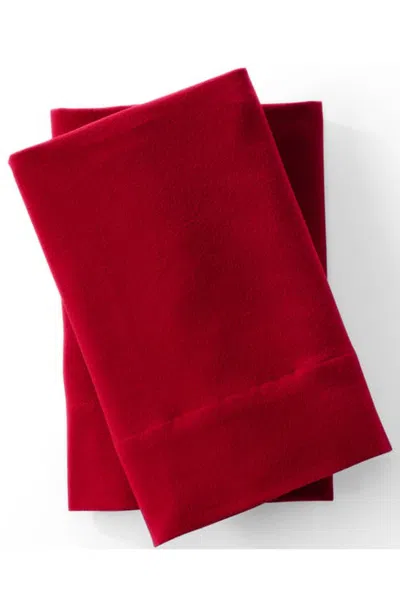 Lands' End Comfy Super Soft Cotton Flannel Pillowcases In Red