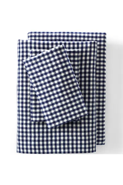 Lands' End Comfy Super Soft Cotton Flannel Plaid Bed Sheet Set - 5oz In Multi