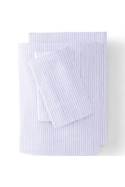 Lands' End Comfy Super Soft Cotton Flannel Plaid Bed Sheet Set - 5oz In Gray