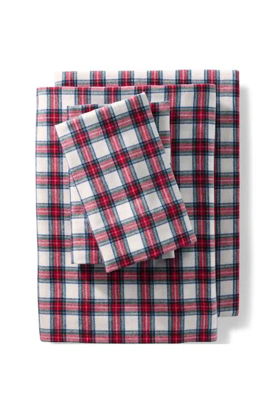 Lands' End Comfy Super Soft Cotton Flannel Plaid Bed Sheet Set - 5oz In Multi