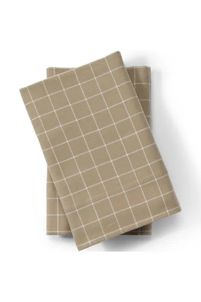 Lands' End Comfy Super Soft Cotton Flannel Plaid Pillowcases - 5oz In Brown